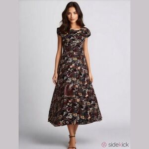 All That Jazz Floral Maxi Dress Multicolor Size 7/8 Shoulder Pads Buckle in Back